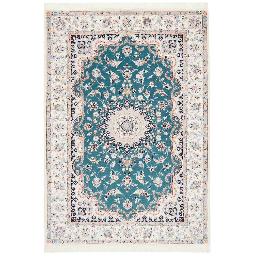 Tappeto Nain 6La Persia bianco verde 128x185 Tappeto Nain 6La Persia bianco verde 128x185