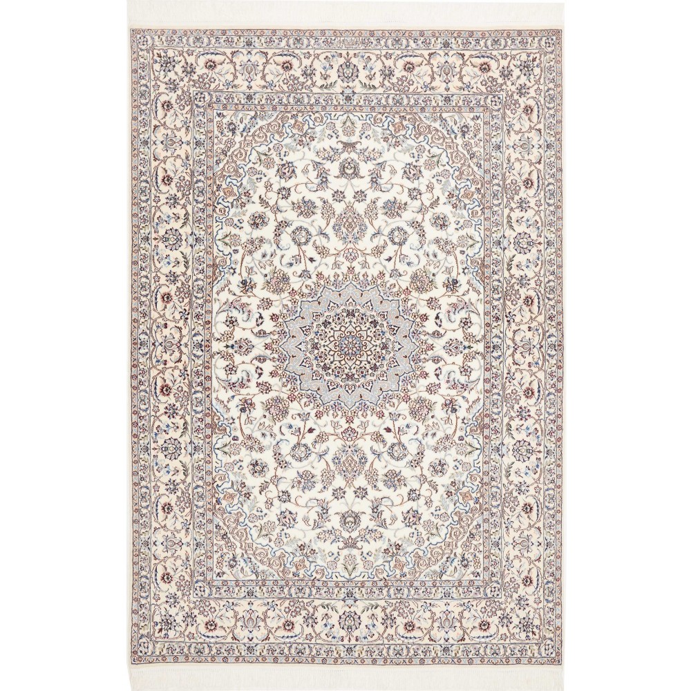 Tappeto Nain 6La Persia bianco azzurro 125x184 Tappeto Nain 6La Persia bianco azzurro 125x184