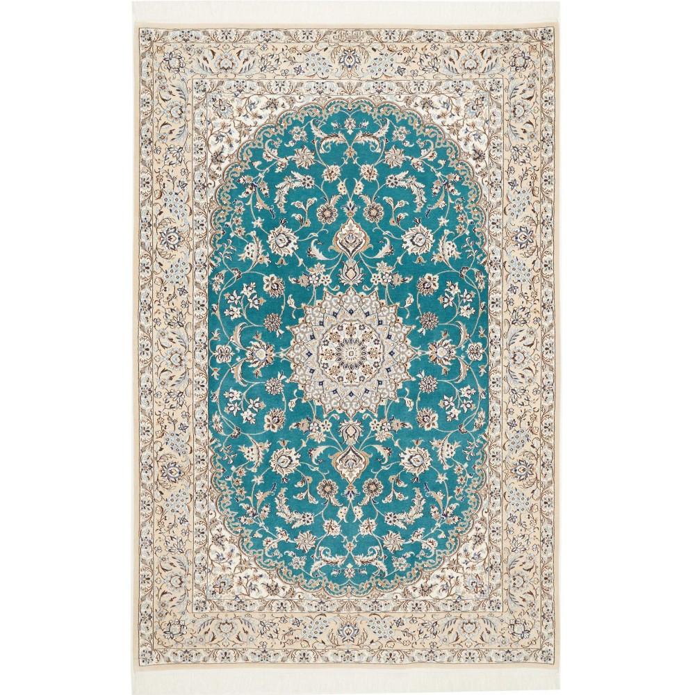 Tappeto Nain 6La Persia bianco verde 131x196 Tappeto Nain 6La Persia bianco verde 131x196