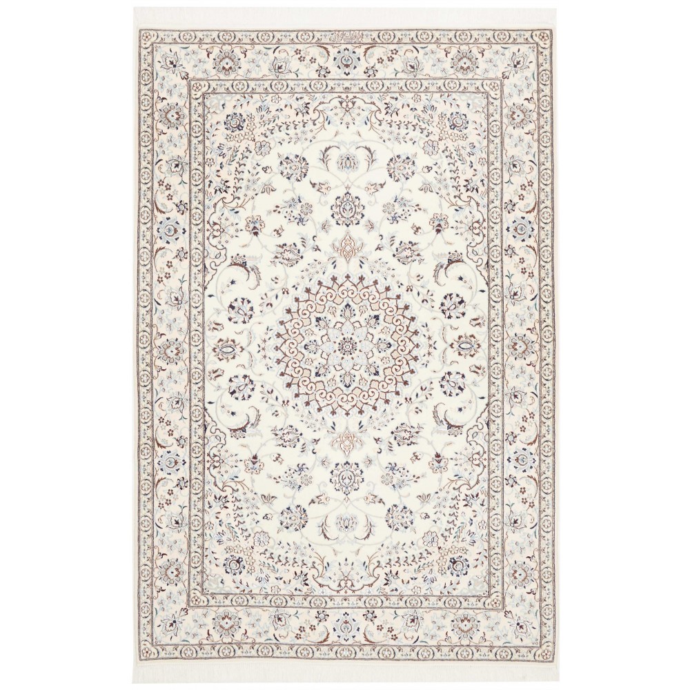 Tappeto Nain 6La Persia bianco azzurro 123x188 Tappeto Nain 6La Persia bianco azzurro 123x188
