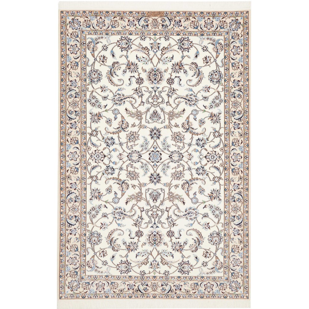 Tappeto Nain 6La Persia bianco grigio 131x195 Tappeto Nain 6La Persia bianco grigio 131x195