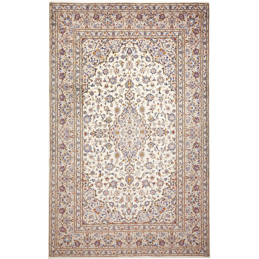 Tappeto Kashan Persia bianco marrone 204x322 Tappeto Kashan Persia bianco marrone 204x322