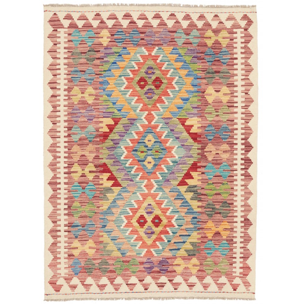 Tappeto Kilim Afghanistan marrone azzurro 105x144 Tappeto Kilim Afghanistan marrone azzurro 105x144
