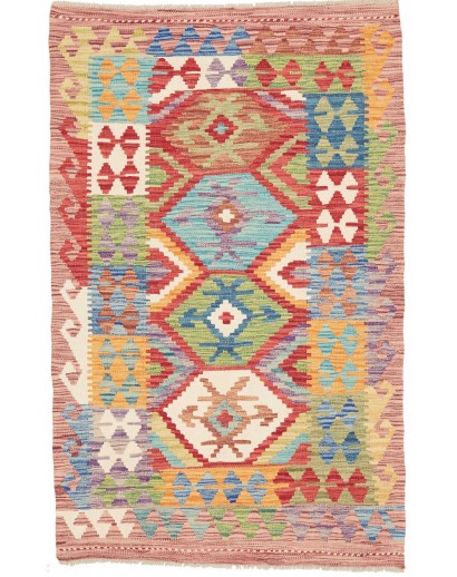 Tappeto Kilim Afghanistan marrone azzurro 99x156