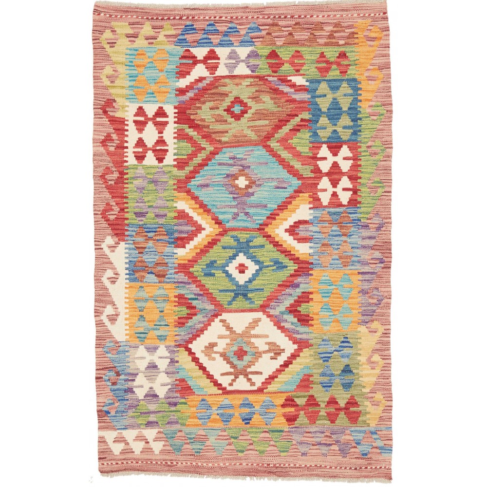 Tappeto Kilim Afghanistan marrone azzurro 99x156 Tappeto Kilim Afghanistan marrone azzurro 99x156