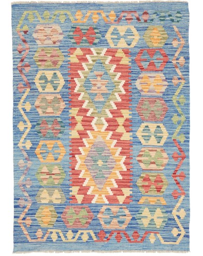 Tappeto Kilim Afghanistan azzurro marrone 102x144