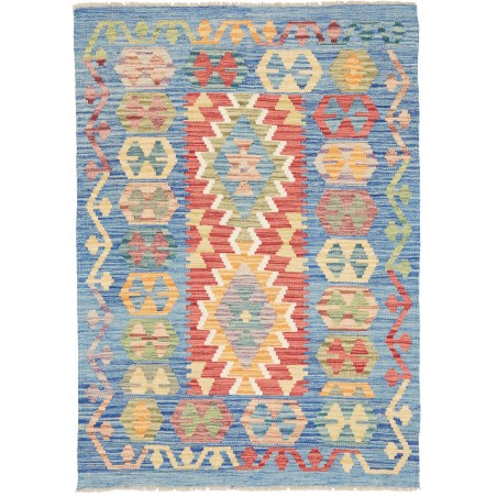 Tappeto Kilim Afghanistan azzurro marrone 102x144