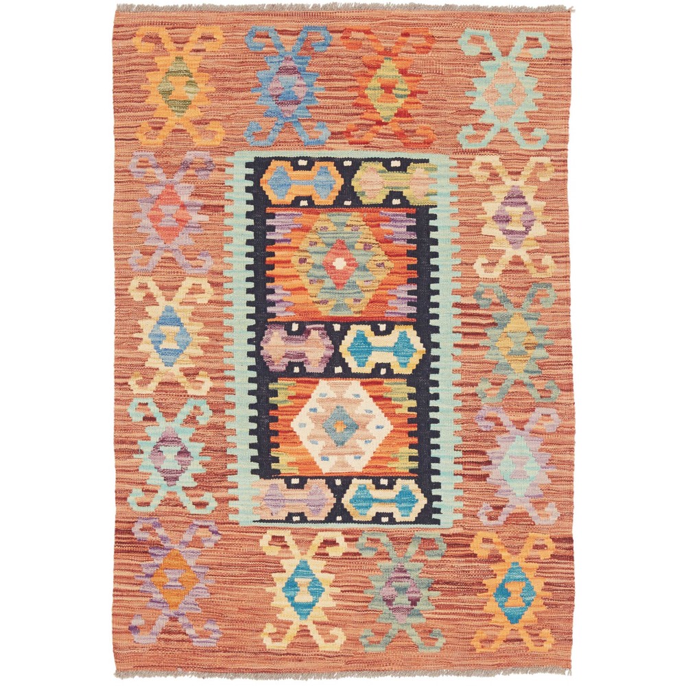 Tappeto Kilim Afghanistan marrone 100x144 Tappeto Kilim Afghanistan marrone 100x144