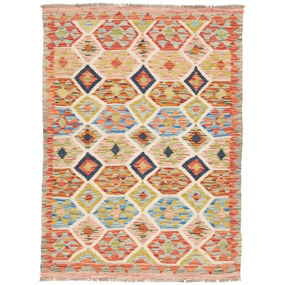 Tappeto Kilim Afghanistan marrone grigio 99x135 Tappeto Kilim Afghanistan marrone grigio 99x135