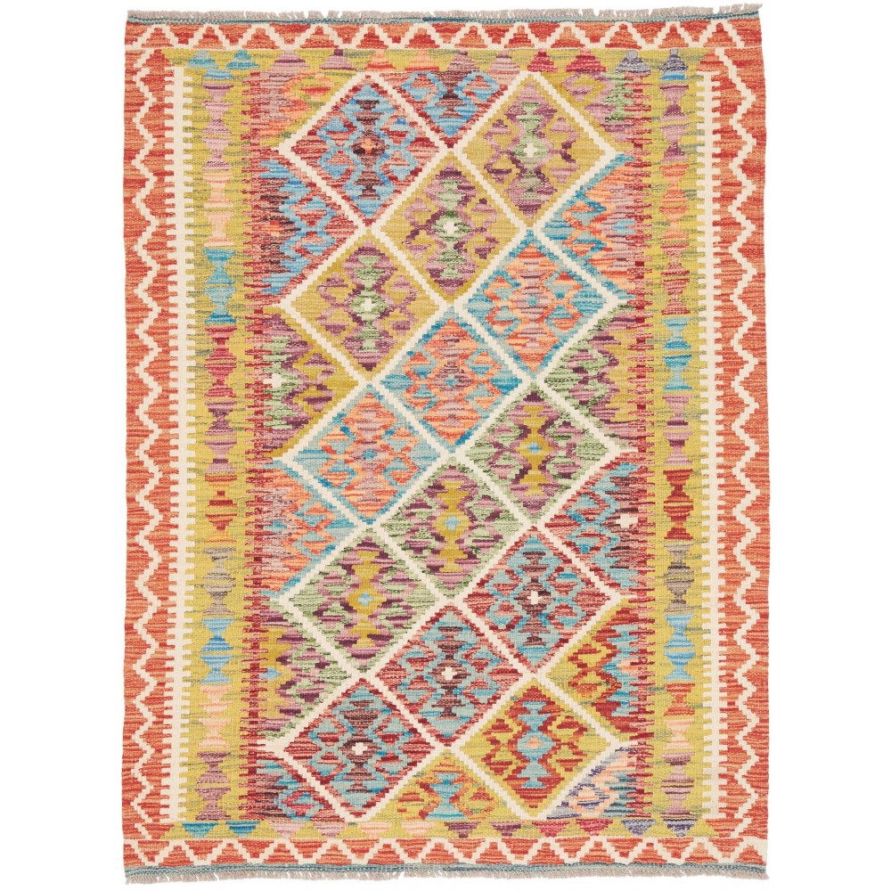 Tappeto Kilim Afghanistan marrone azzurro 102x140 Tappeto Kilim Afghanistan marrone azzurro 102x140