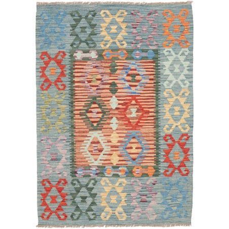 Tappeto Kilim Afghanistan azzurro marrone 104x148