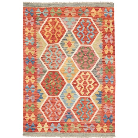 Tappeto Kilim Afghanistan arancione marrone 106x154