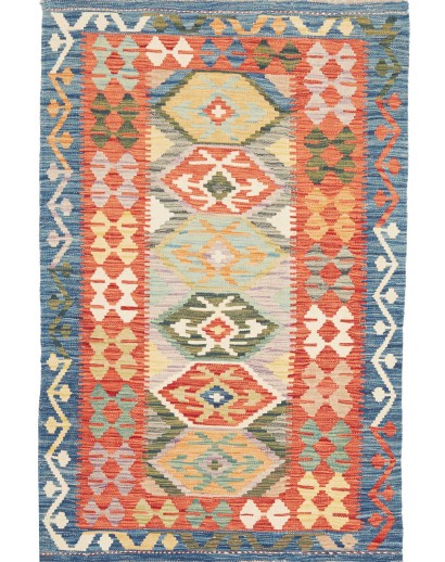 Tappeto Kilim Afghanistan marrone azzurro 100x150