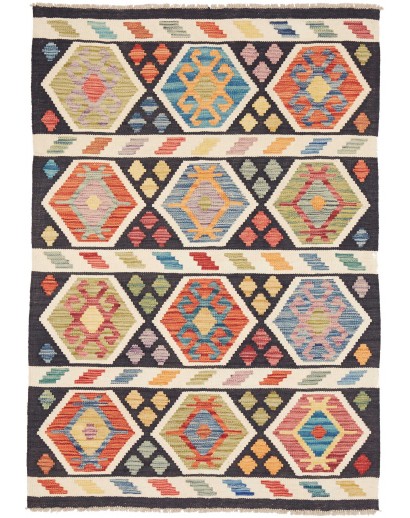 Tappeto Kilim Afghanistan marrone grigio 103x147