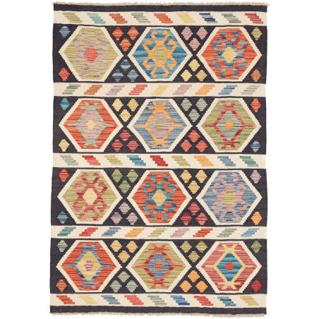 Tappeto Kilim Afghanistan marrone grigio 103x147