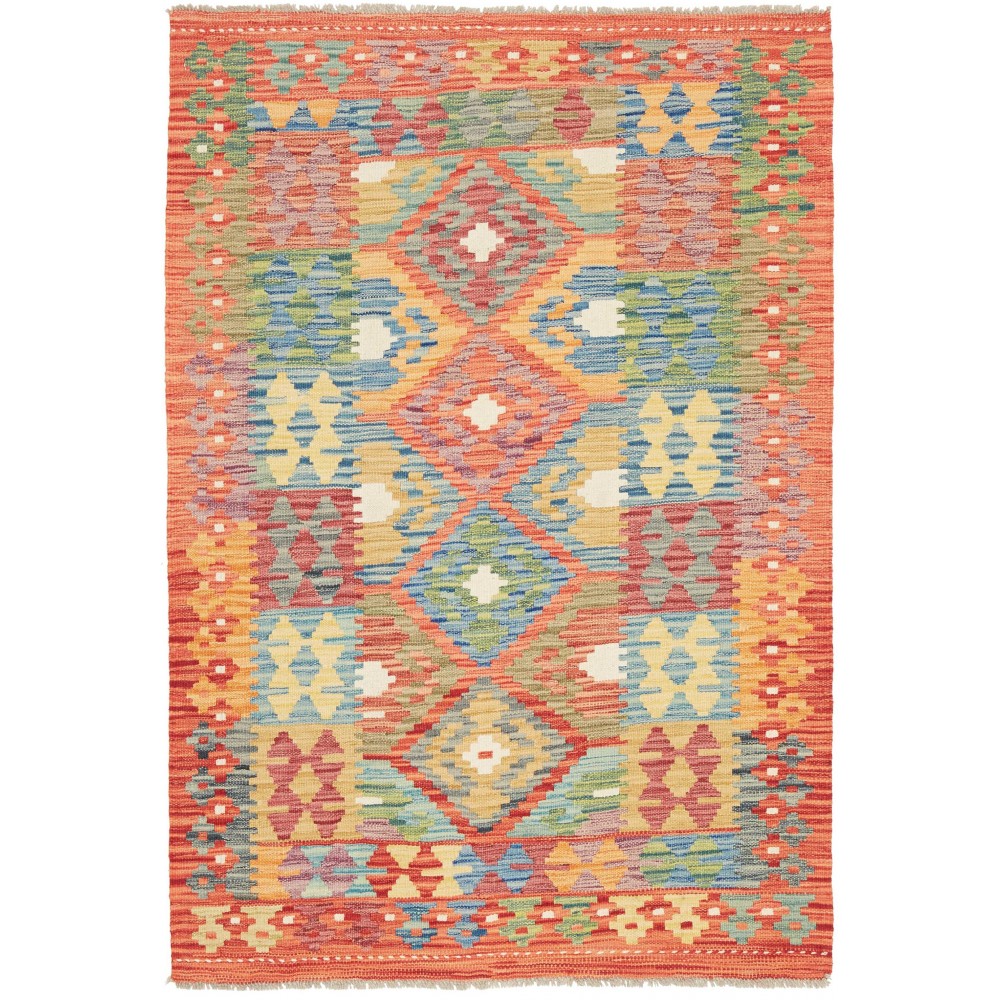 Tappeto Kilim Afghanistan marrone azzurro 106x153 Tappeto Kilim Afghanistan marrone azzurro 106x153