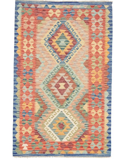 Tappeto Kilim Afghanistan marrone blu 101x159