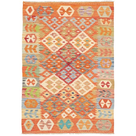 Tappeto Kilim Afghanistan arancione marrone 102x148