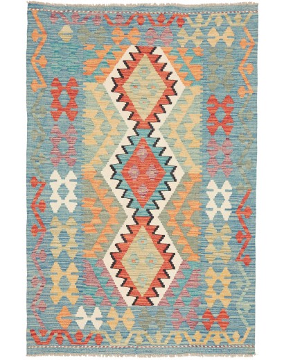 Tappeto Kilim Afghanistan azzurro 102x155