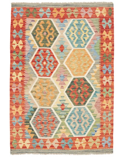 Tappeto Kilim Afghanistan marrone azzurro 105x152