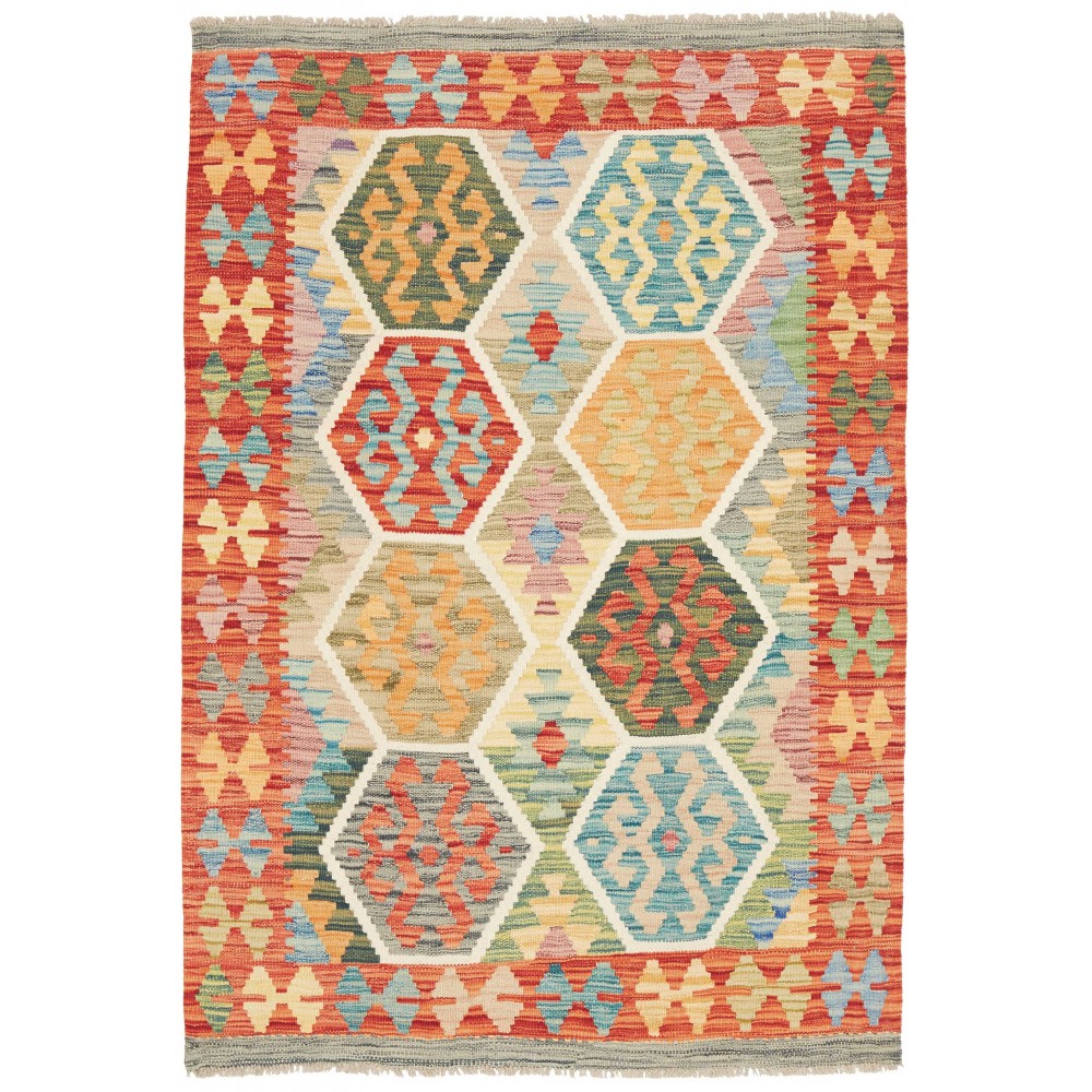 Tappeto Kilim Afghanistan marrone azzurro 105x152 Tappeto Kilim Afghanistan marrone azzurro 105x152
