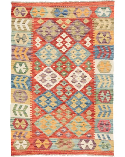 Tappeto Kilim Afghanistan marrone bianco 100x151