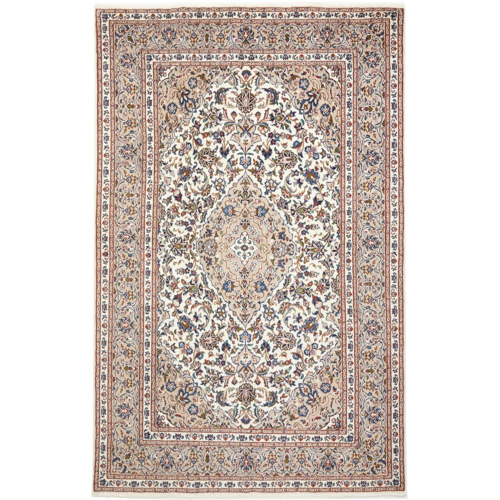 Tappeto Mashad Persia bianco azzurro 193x305 Tappeto Mashad Persia bianco azzurro 193x305