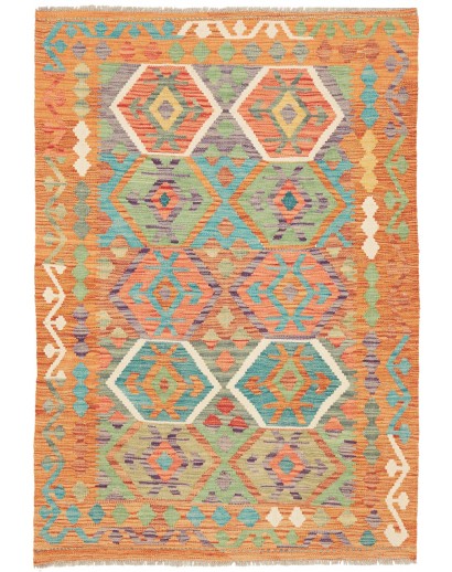 Tappeto Kilim Afghanistan marrone grigio 106x155