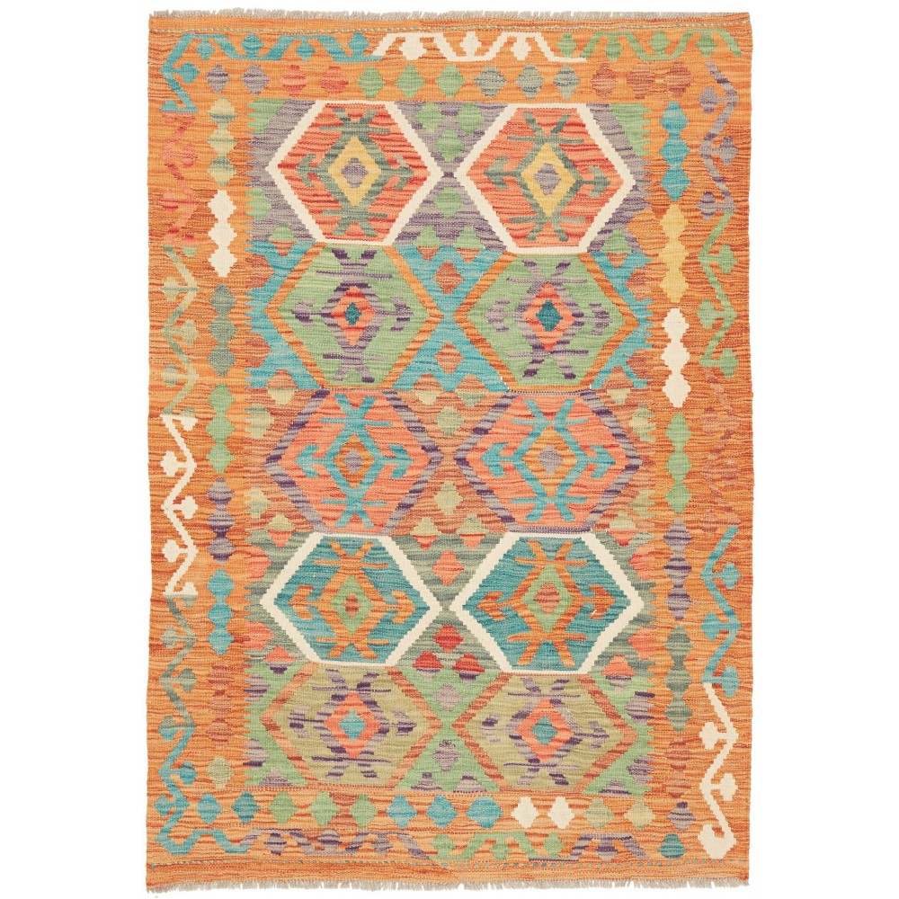 Tappeto Kilim Afghanistan marrone grigio 106x155 Tappeto Kilim Afghanistan marrone grigio 106x155