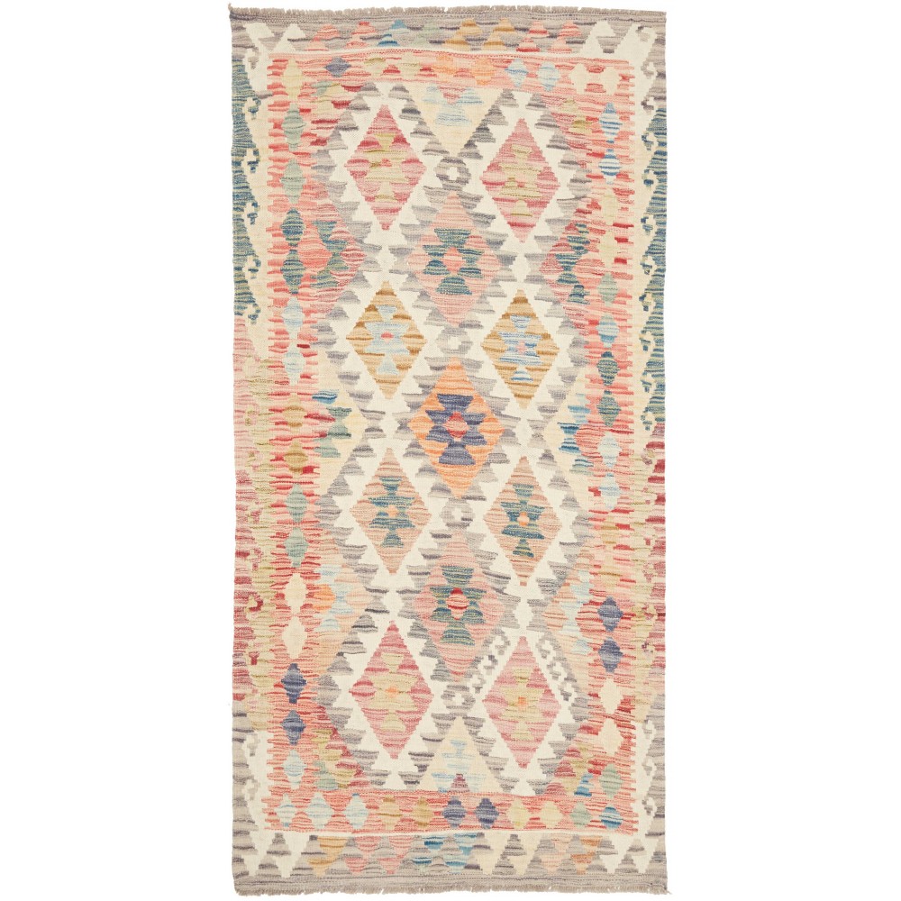 Tappeto Kilim Afghanistan beige marrone 101x208 Tappeto Kilim Afghanistan beige marrone 101x208