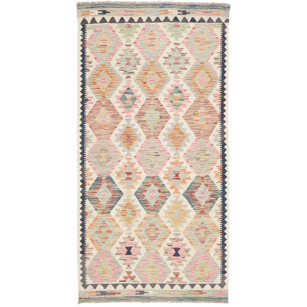 Tappeto Kilim Afghanistan beige giallo 103x200 Tappeto Kilim Afghanistan beige giallo 103x200