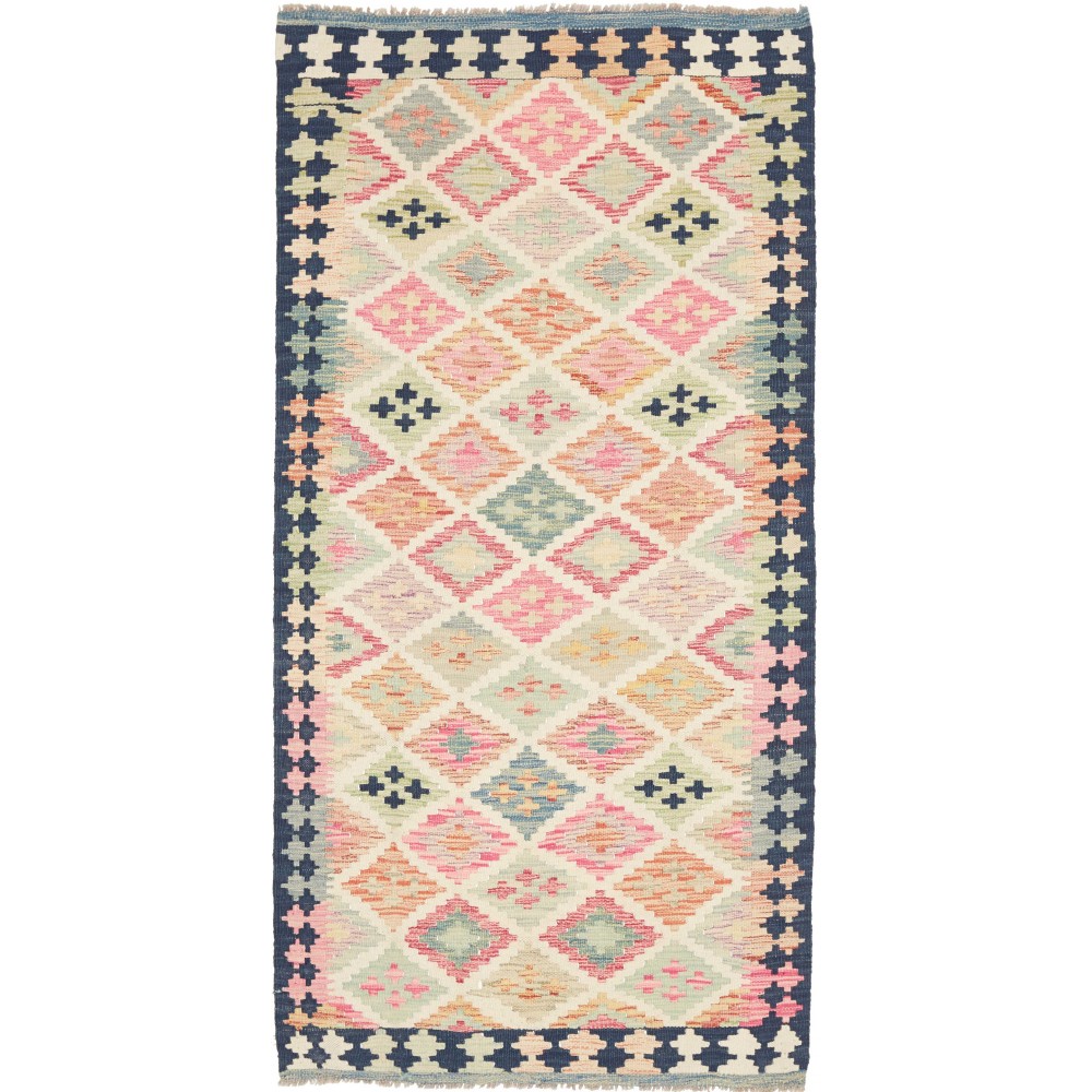Tappeto Kilim Afghanistan giallo grigio 96x195 Tappeto Kilim Afghanistan giallo grigio 96x195