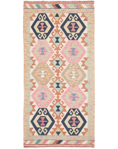 Tappeto Kilim Afghanistan giallo grigio 97x200