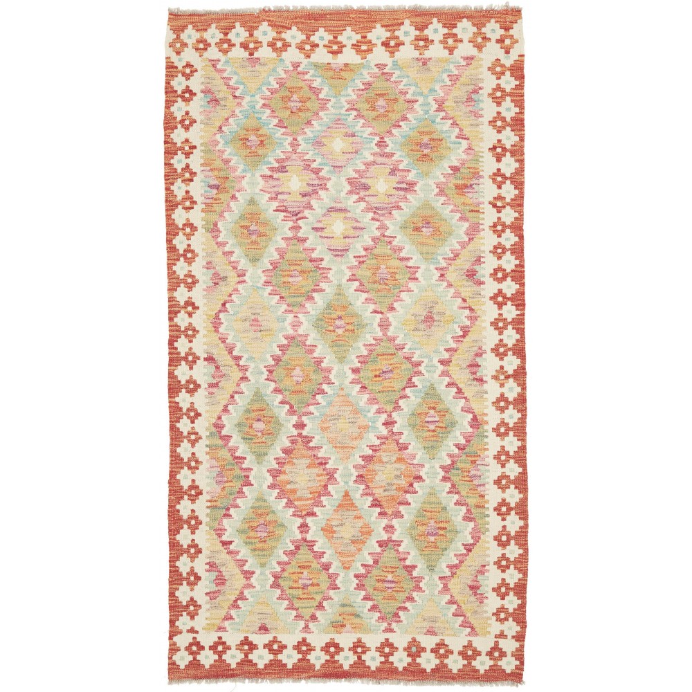 Tappeto Kilim Afghanistan giallo marrone 102x192 Tappeto Kilim Afghanistan giallo marrone 102x192