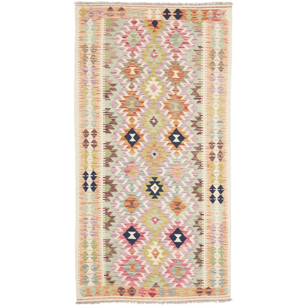 Tappeto Kilim Afghanistan giallo grigio 104x198 Tappeto Kilim Afghanistan giallo grigio 104x198