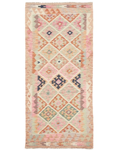 Tappeto Kilim Afghanistan giallo azzurro 98x208