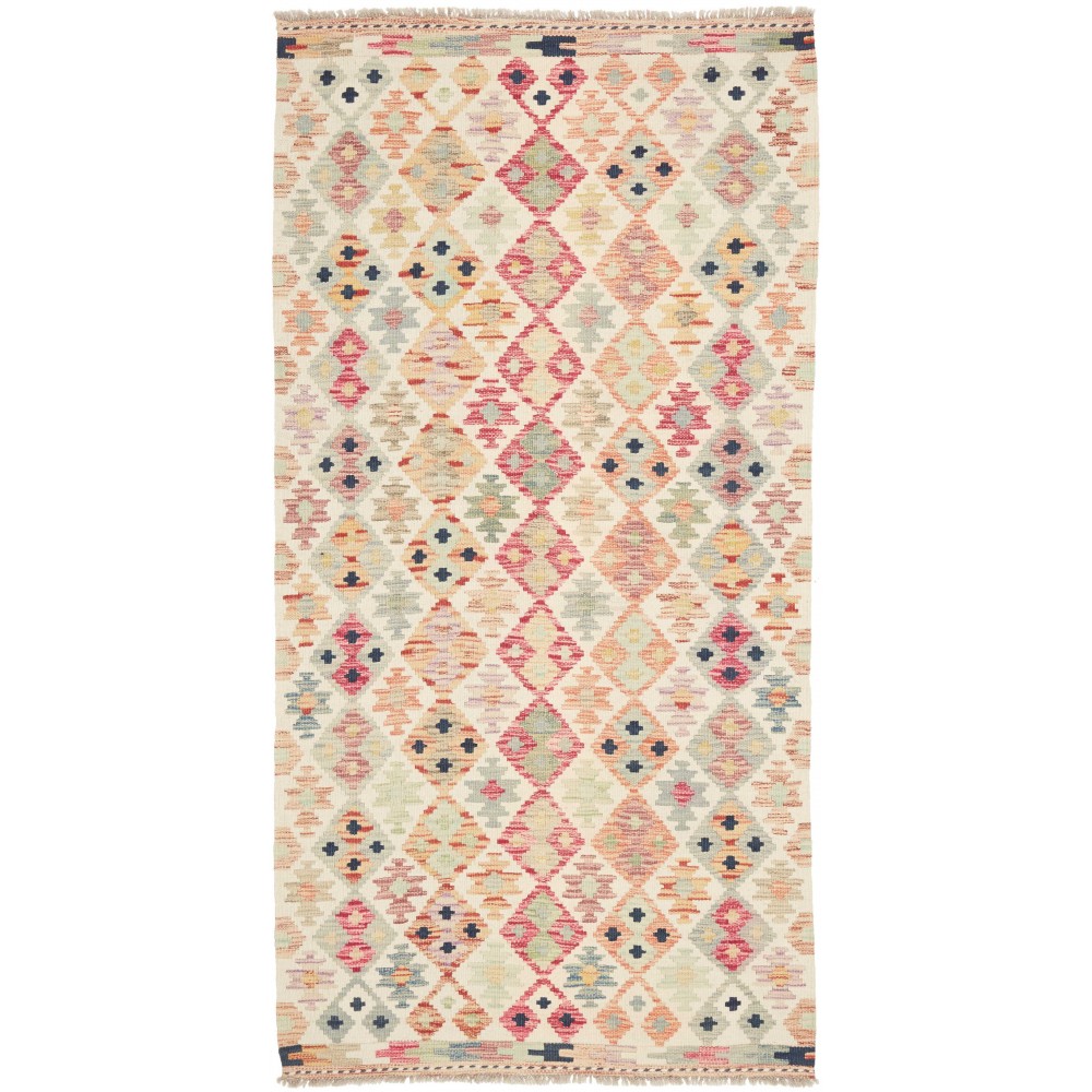 Tappeto Kilim Afghanistan giallo marrone 100x203 Tappeto Kilim Afghanistan giallo marrone 100x203
