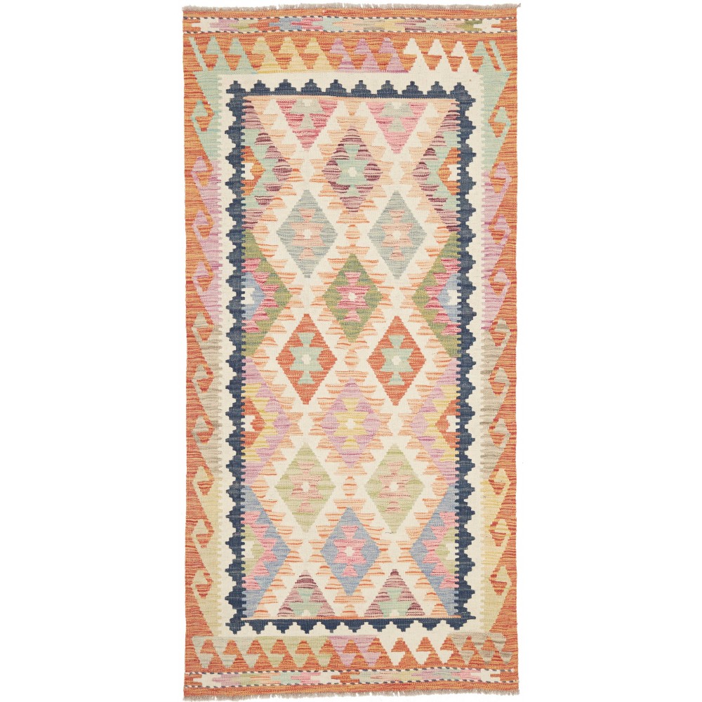 Tappeto Kilim Afghanistan beige marrone 97x206 Tappeto Kilim Afghanistan beige marrone 97x206