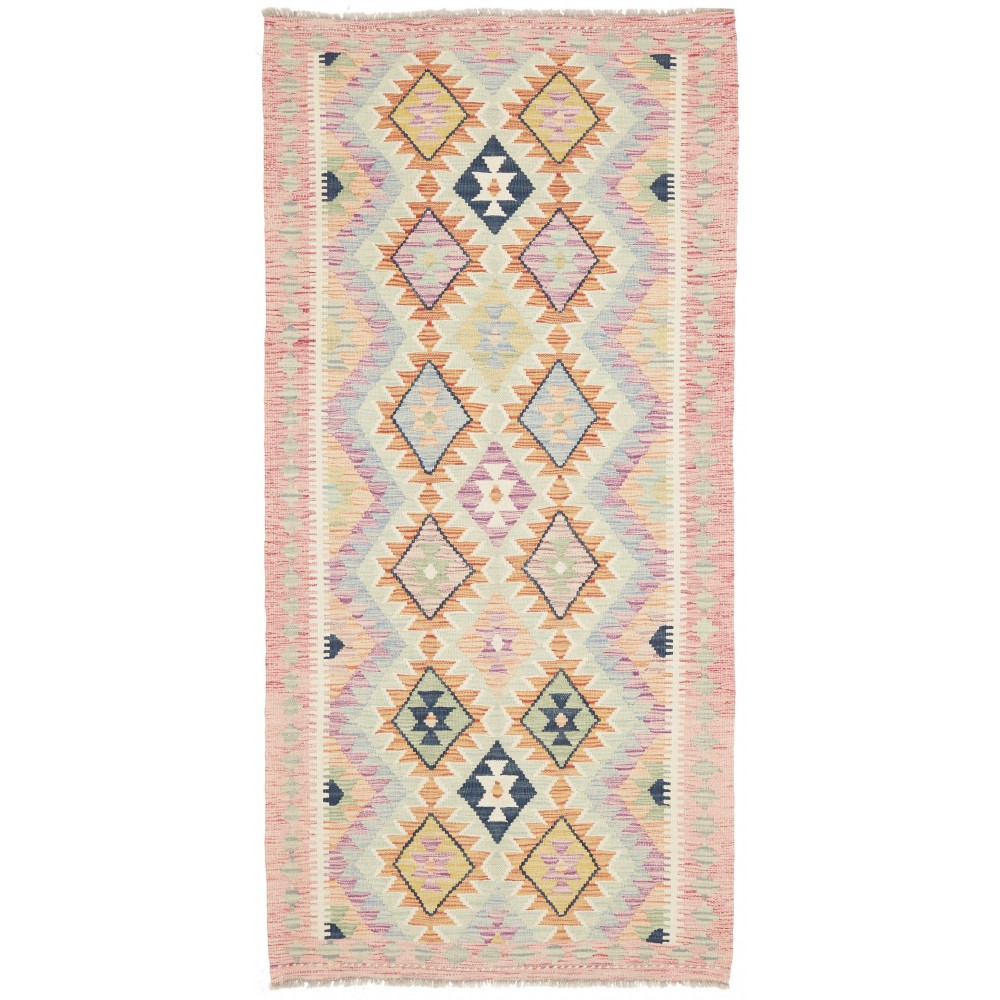 Tappeto Kilim Afghanistan beige giallo 101x211 Tappeto Kilim Afghanistan beige giallo 101x211