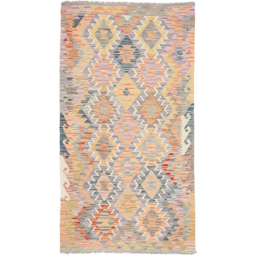 Tappeto Kilim Afghanistan marrone bianco 104x195 Tappeto Kilim Afghanistan marrone bianco 104x195