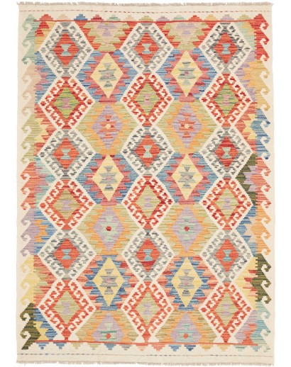 Tappeto Kilim Afghanistan beige giallo 127x176