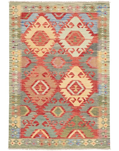 Tappeto Kilim Afghanistan marrone rosso 124x176