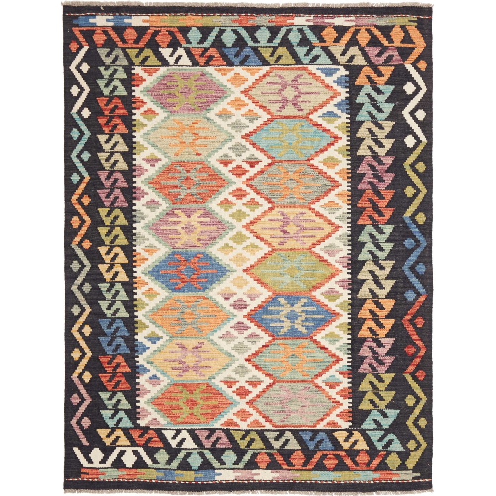 Tappeto Kilim Afghanistan marrone grigio 132x175 Tappeto Kilim Afghanistan marrone grigio 132x175