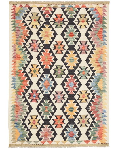 Tappeto Kilim Afghanistan giallo grigio 121x178