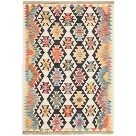 Tappeto Kilim Afghanistan giallo grigio 121x178
