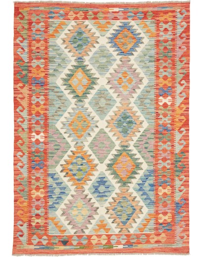Tappeto Kilim Afghanistan marrone bianco 123x180