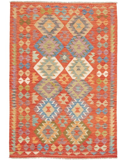 Tappeto Kilim Afghanistan arancione marrone 122x181
