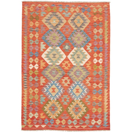 Tappeto Kilim Afghanistan arancione marrone 122x181