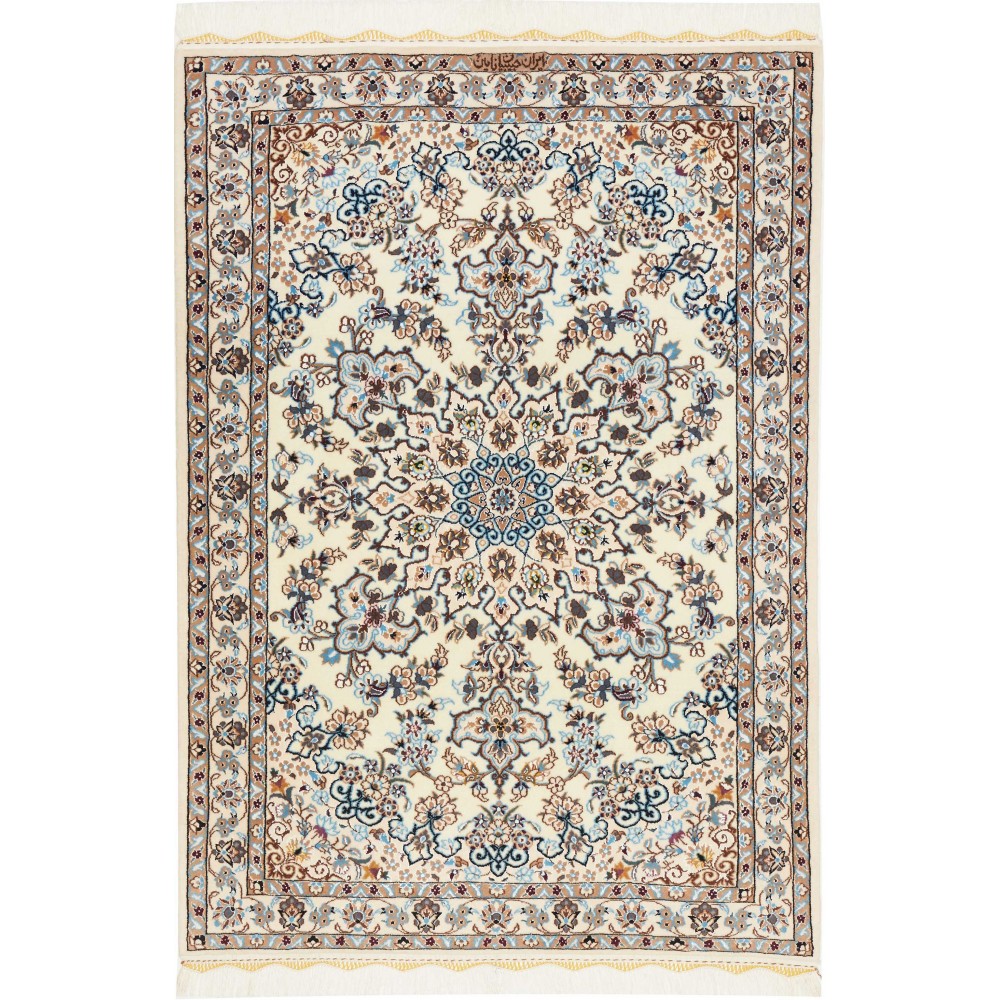 Tappeto Nain 6La Persia bianco azzurro 103x147 Tappeto Nain 6La Persia bianco azzurro 103x147