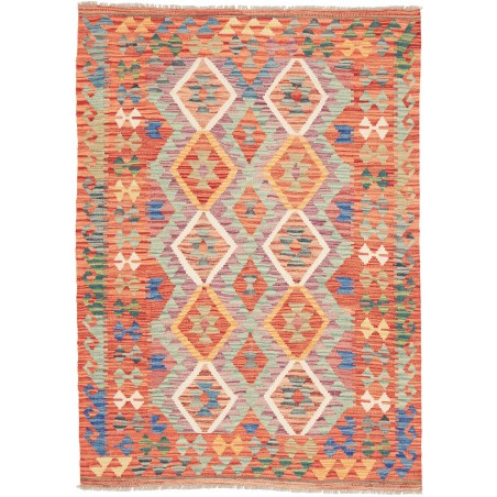 Tappeto Kilim Afghanistan arancione azzurro 126x176